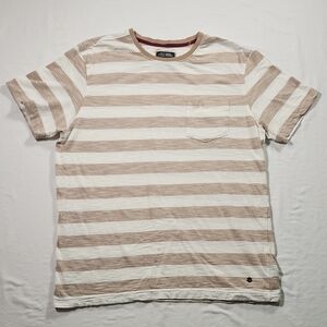 Tan and White Striped Short Sleeve Tee